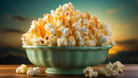 Freshness on table gourmet snack, organic fruit, healthy dessert generated by artificial intelligenceの素材