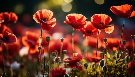 Vibrant wildflowers blossom, painting meadows with colorful summer beauty generated by artificial intelligenceの素材