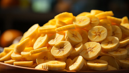 Fresh, ripe banana a healthy, sweet, tropical snack generated by artificial intelligenceの素材