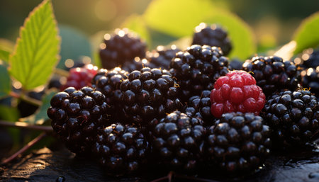 Fresh, ripe berries bring the taste of summer to nature generated by artificial intelligenceの素材