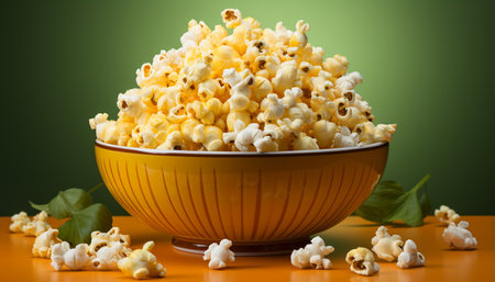 Freshness and nature in a bowl of healthy sweetcorn snack generated by artificial intelligenceの素材