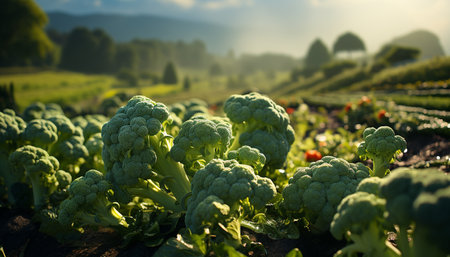 Fresh organic vegetables harvested from a colorful vegetable garden generated by artificial intelligenceの素材