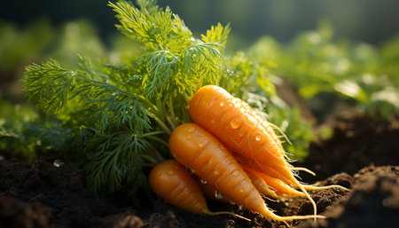 Freshness of nature organic, healthy eating, green leaf, vegetable garden generated by artificial intelligenceの素材