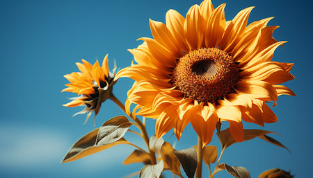 Vibrant sunflower blossom brings nature beauty to the meadow generated by artificial intelligenceの素材