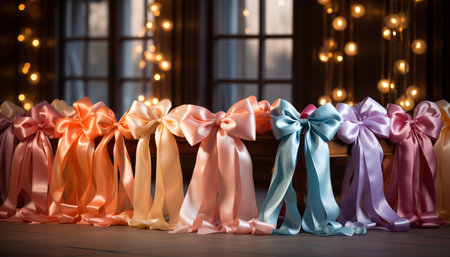 A shiny gift box illuminates the modern, elegant celebration generated by artificial intelligenceの素材