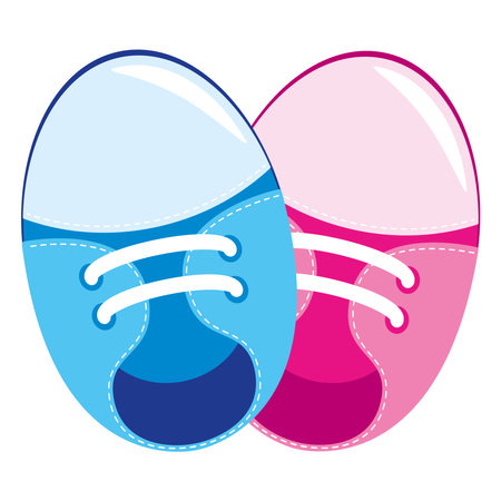 baby shower blue and pink bootiesのイラスト素材