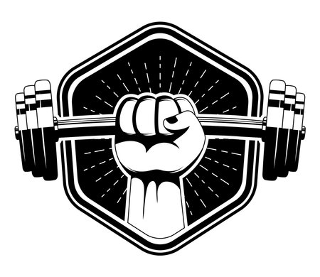 gym emblem barbellのイラスト素材