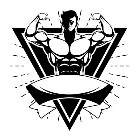 gym emblem bodybuilderのイラスト素材