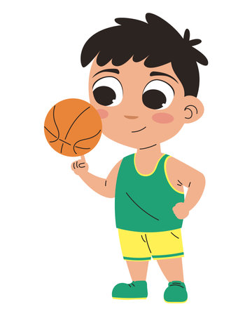 boy practicing basketballのイラスト素材