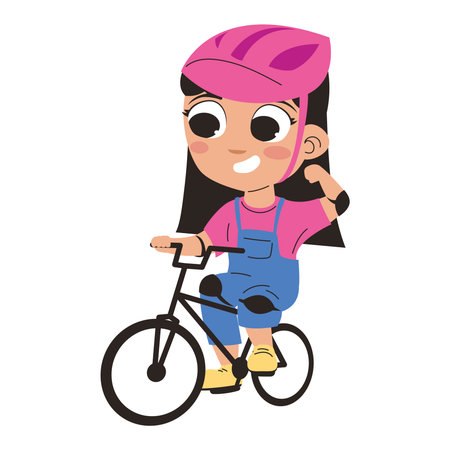 cute girl practicing with bikeのイラスト素材