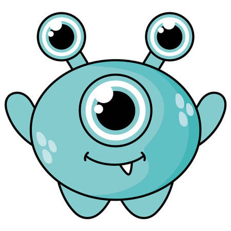 cute smile monster creatureのイラスト素材