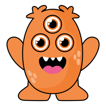 cute funny monster creatureのイラスト素材