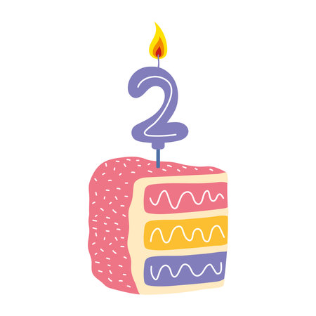 birthday cake candle number twoのイラスト素材
