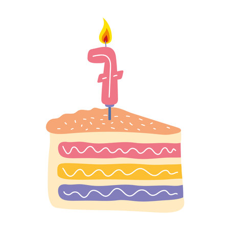 birthday cake candle number sevenのイラスト素材