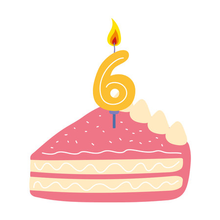 birthday cake candle number sixのイラスト素材