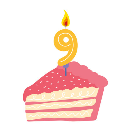 birthday cake candle number nineのイラスト素材