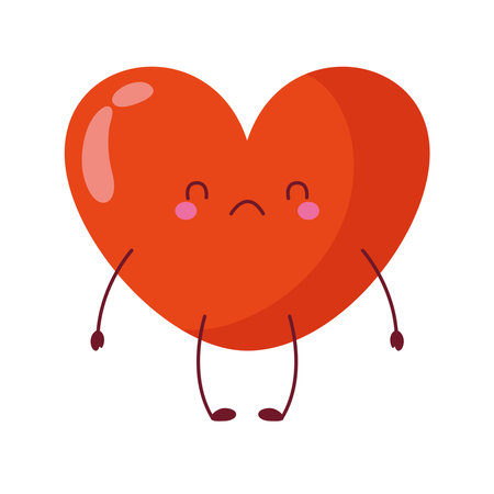 Crying Red Heart Character Illustrationのイラスト素材