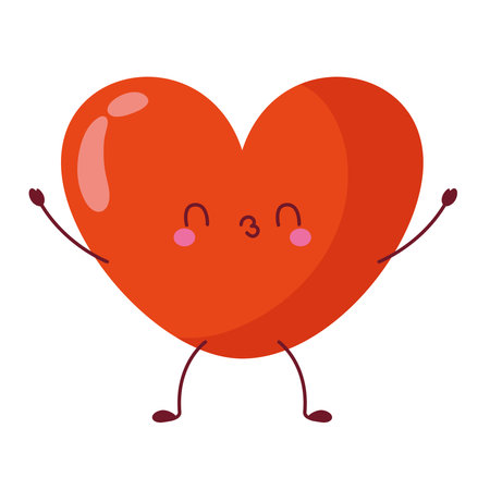 Red Heart with Blushing Cheeks Illustrationのイラスト素材