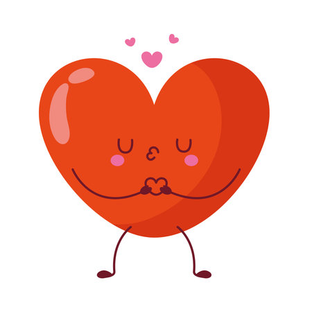 Cute Blushing Red Heart Illustrationのイラスト素材