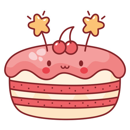 Pink Cherry Cake Illustrationのイラスト素材