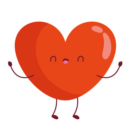 Happy Red Heart Illustrationのイラスト素材