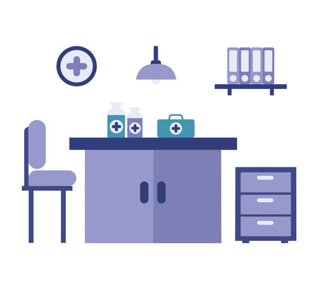 Doctor Room with Desk and Medical Suppliesのイラスト素材