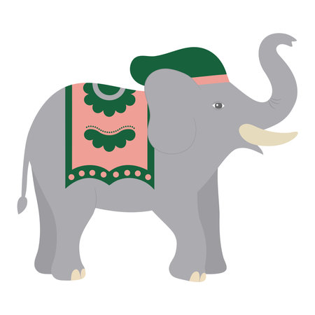 Indian Wedding Elephant with Floral Textileのイラスト素材