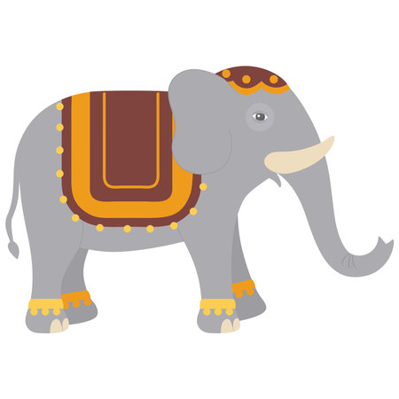 Indian Wedding Elephant with Golden Blanketのイラスト素材