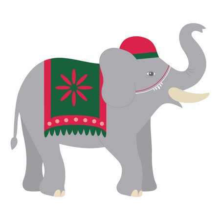 Indian Wedding Elephant with cap Decorのイラスト素材