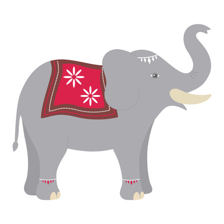 Indian Wedding Elephant with floral Textileのイラスト素材
