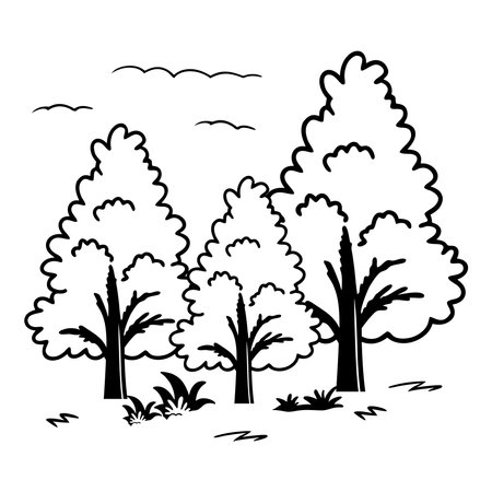 Forest Outline Dense Trees Nature illustrationのイラスト素材