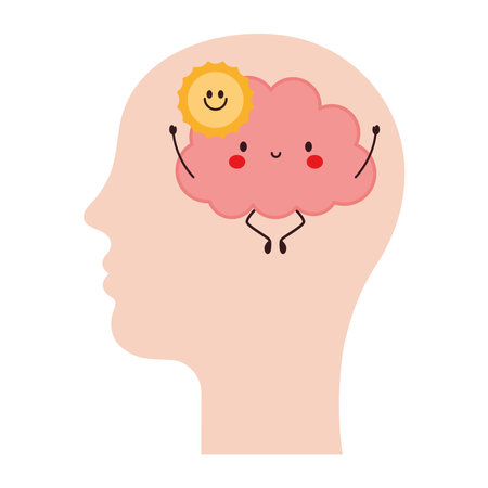 Happy Mind Meditation Brain Calmのイラスト素材