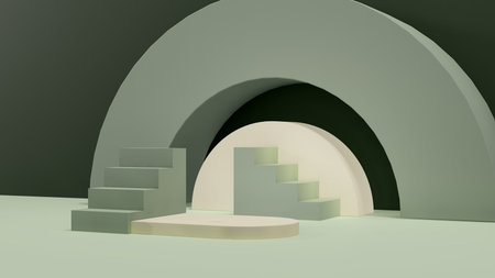 3D rendering display illustration. Mock up abstract geometric shape podium for product design....