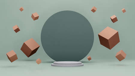 3D rendering display illustration. Mock up abstract geometric shape podium for product design. Perfect for product display advertisement.の写真素材