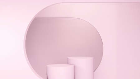 3D rendering display illustration. Mock up abstract geometric shape podium for product design. Perfect for product display advertisement.の写真素材