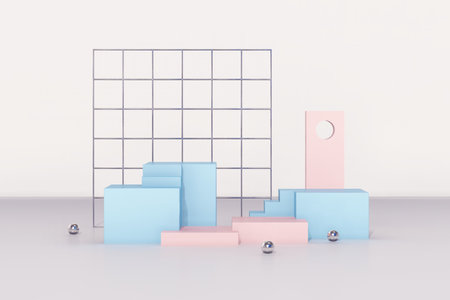 3D rendering display illustration. Mock up abstract geometric shape podium for product design....