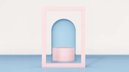3d render image empty space podium with simple background for product display advertisement.の写真素材