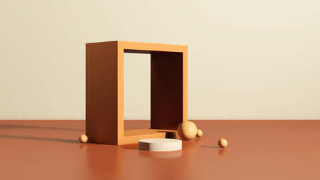 3d render image empty space podium with simple background for product display advertisement.の写真素材