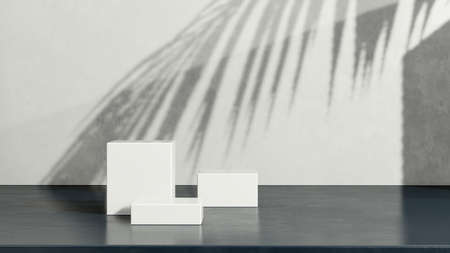 3d render image empty space podium with simple background for product display advertisement.の写真素材