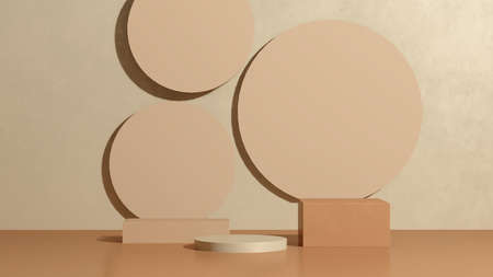 3d render image empty space podium with simple background for product display advertisement.の写真素材