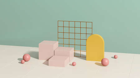 3d render image empty space podium with simple background for product display advertisement.の写真素材