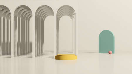 3d render image empty space podium with simple background for product display advertisement.の写真素材