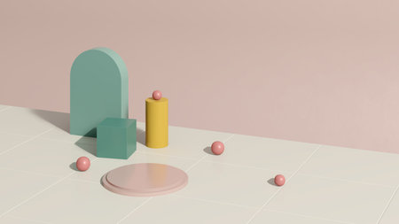 3d render image empty space podium with simple background for product display advertisement.