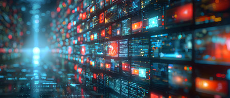 Futuristic data processing in cyberspace. 3D rendering