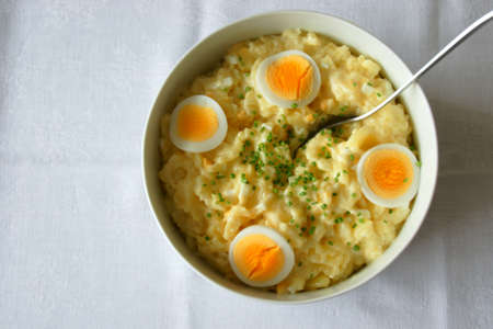 Bavarian egg and potato saladの写真素材