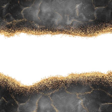 Abstract black watercolor texture with goldの写真素材