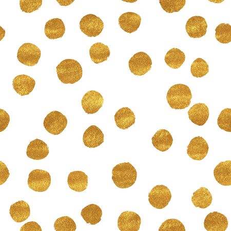 Seamless golden glitter polka dot patternの写真素材