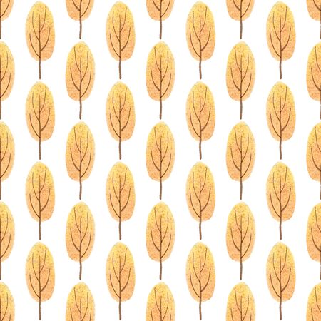 Watercolor autumn trees seamless patternの写真素材
