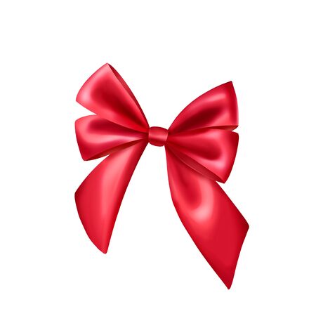 Beautiful red satin gift bow, isolatedの写真素材