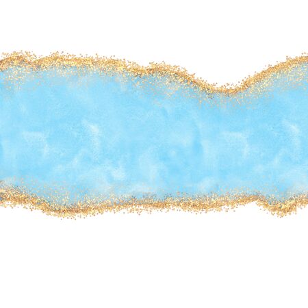 Blue watercolor texture with goldの写真素材